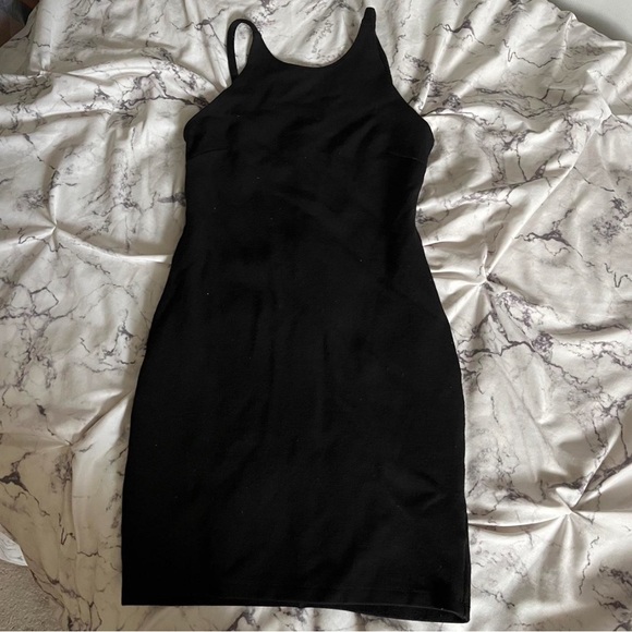 amazon black dresses for church T by Alexander Wang Tie-Neck Dress Black Cotton Size Large Short Sleev   Celebrity Owned